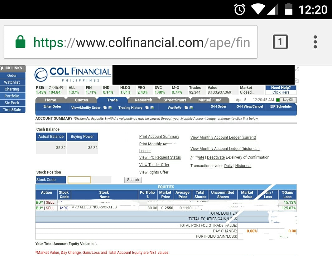 Trading system in the pse